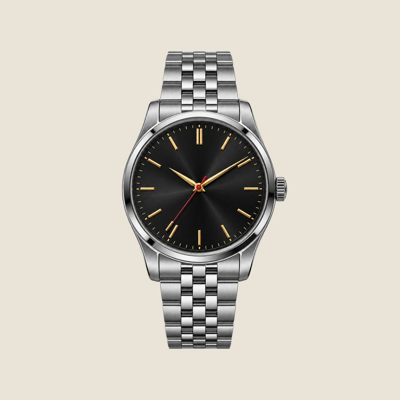 Chronova watch case, dial and bracelet details