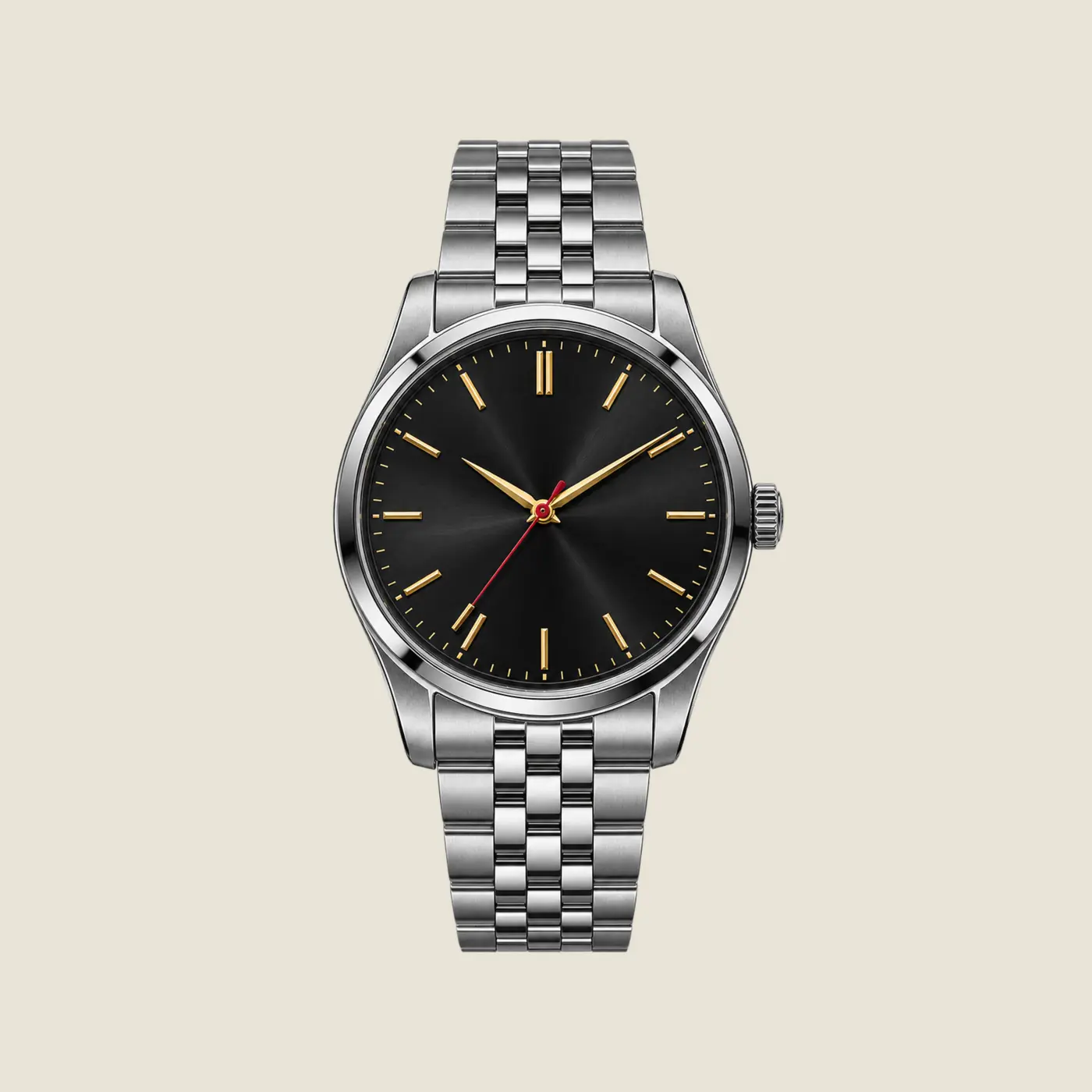 Chronova watch case, dial and bracelet details